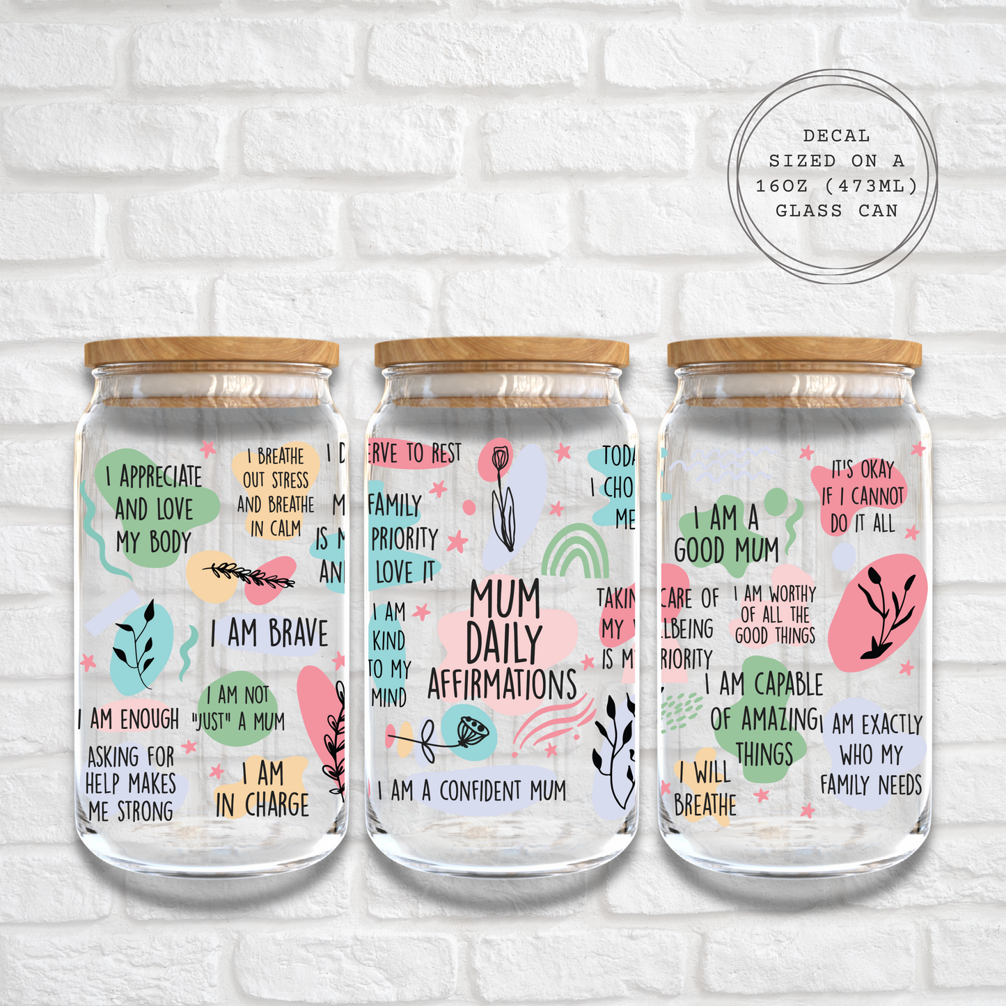 MUM DAILY AFFIRMATION - 16oz UV DTF WRAP