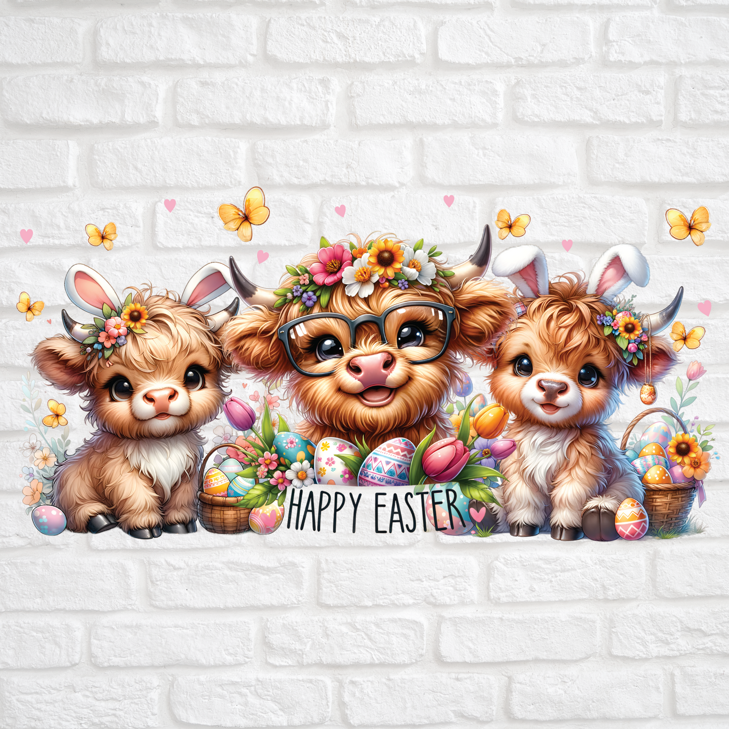HAPPY EASTER HIGHLAND COWS - 16oz UV DTF WRAP