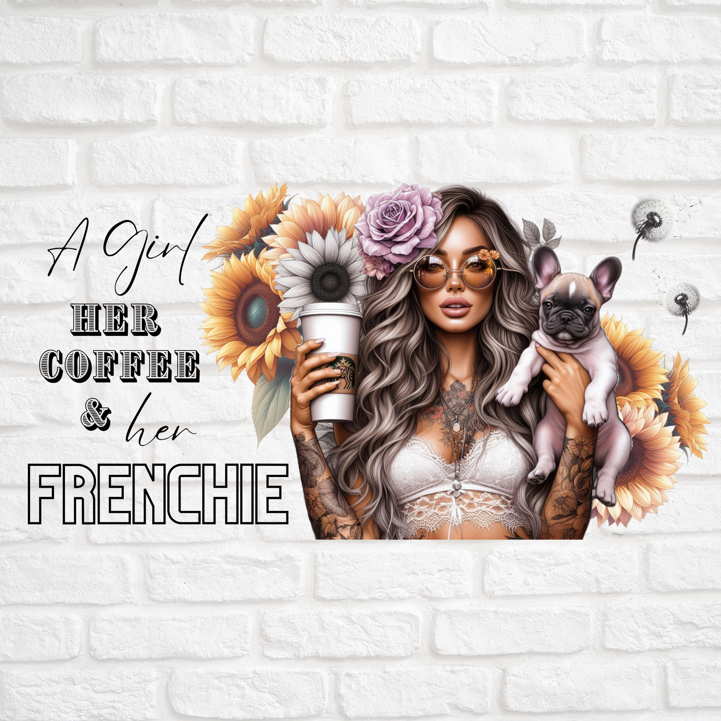A GIRL HER COFFEE AND HER FRENCHIE - 16oz UV DTF WRAP