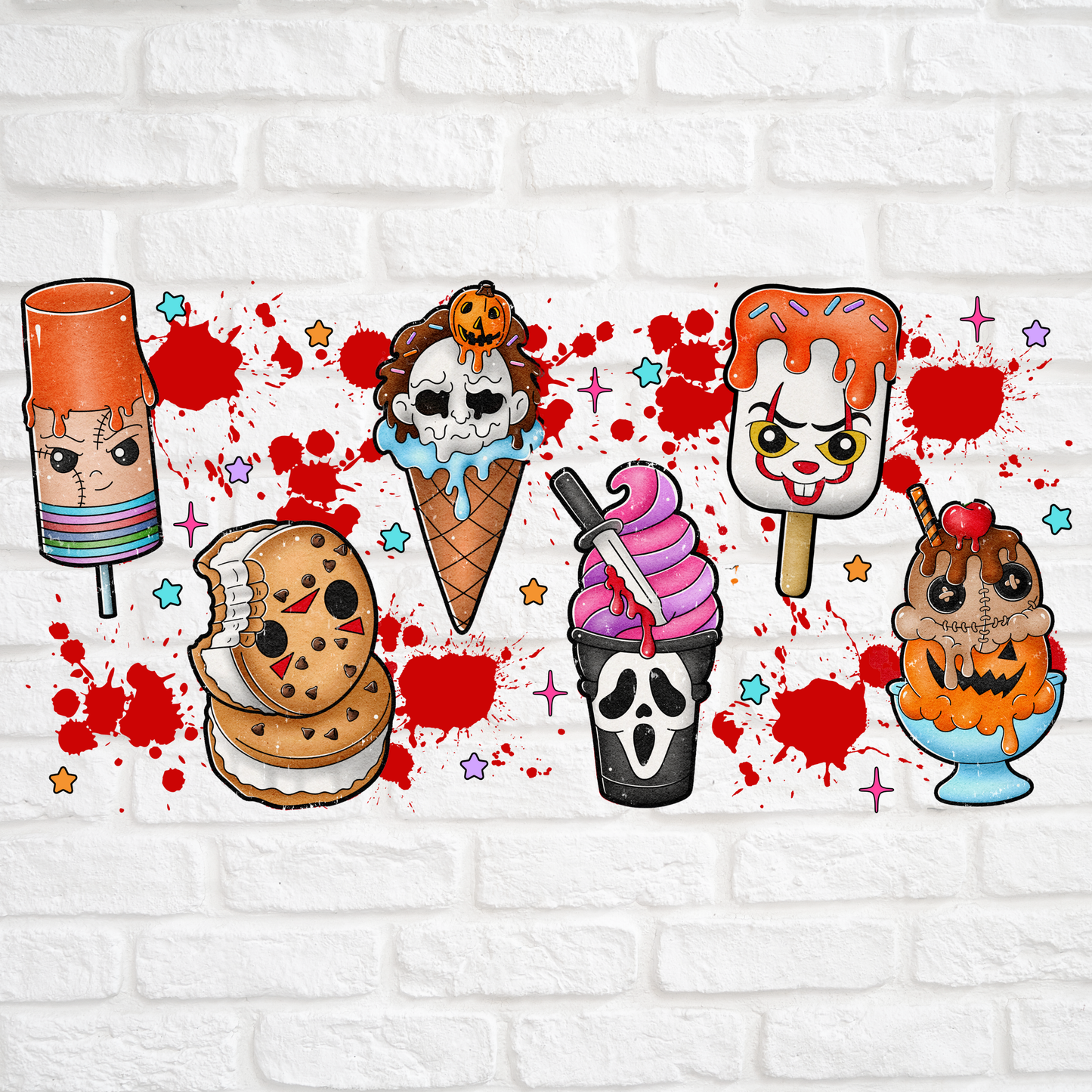 ICE CREAM SPOOKY CHARACTERS - 16oz UV DTF WRAP
