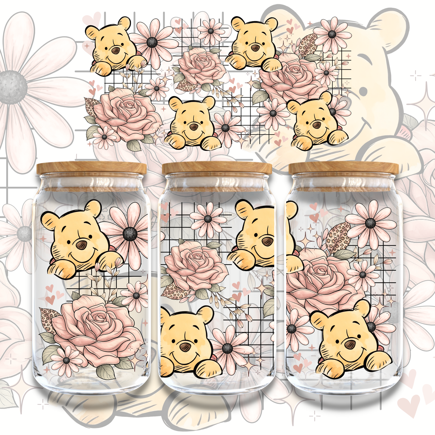 FLORAL POOH - 16oz UV DTF WRAP