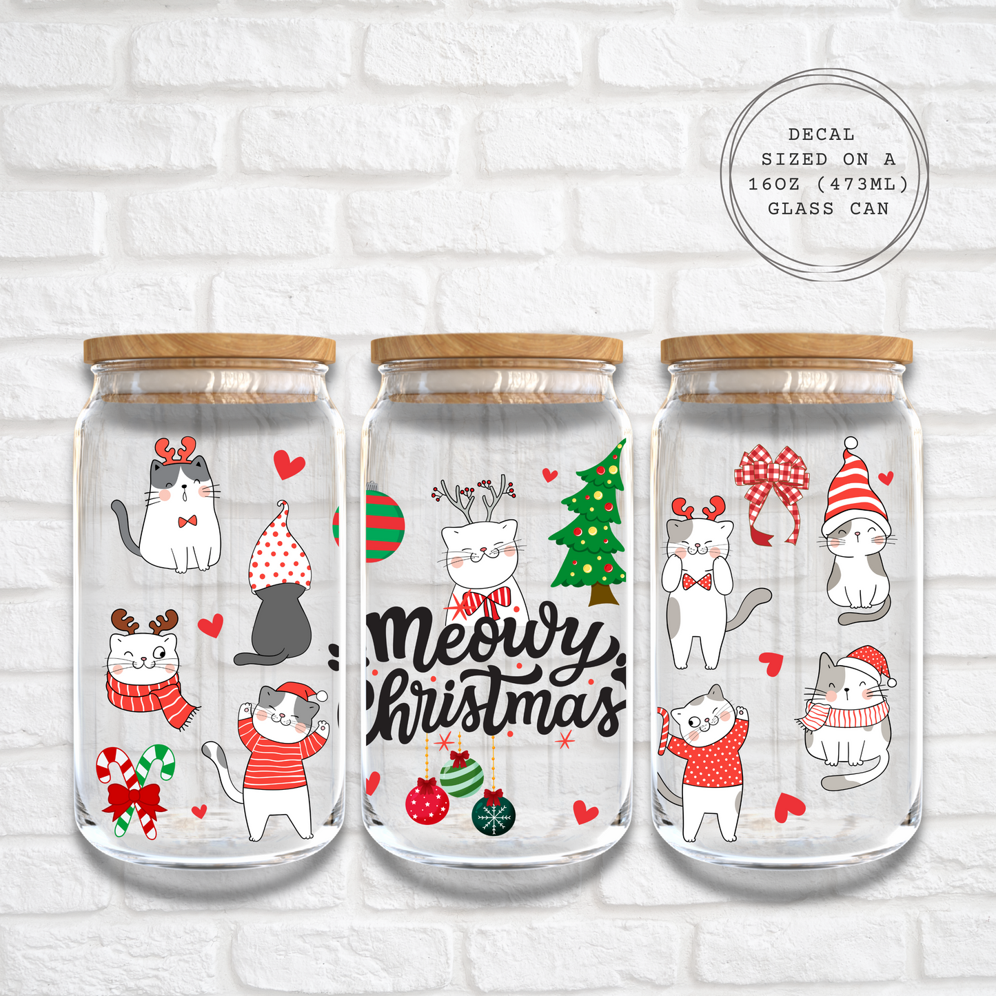 MEOWY CHRISTMAS - 16oz UV DTF WRAP