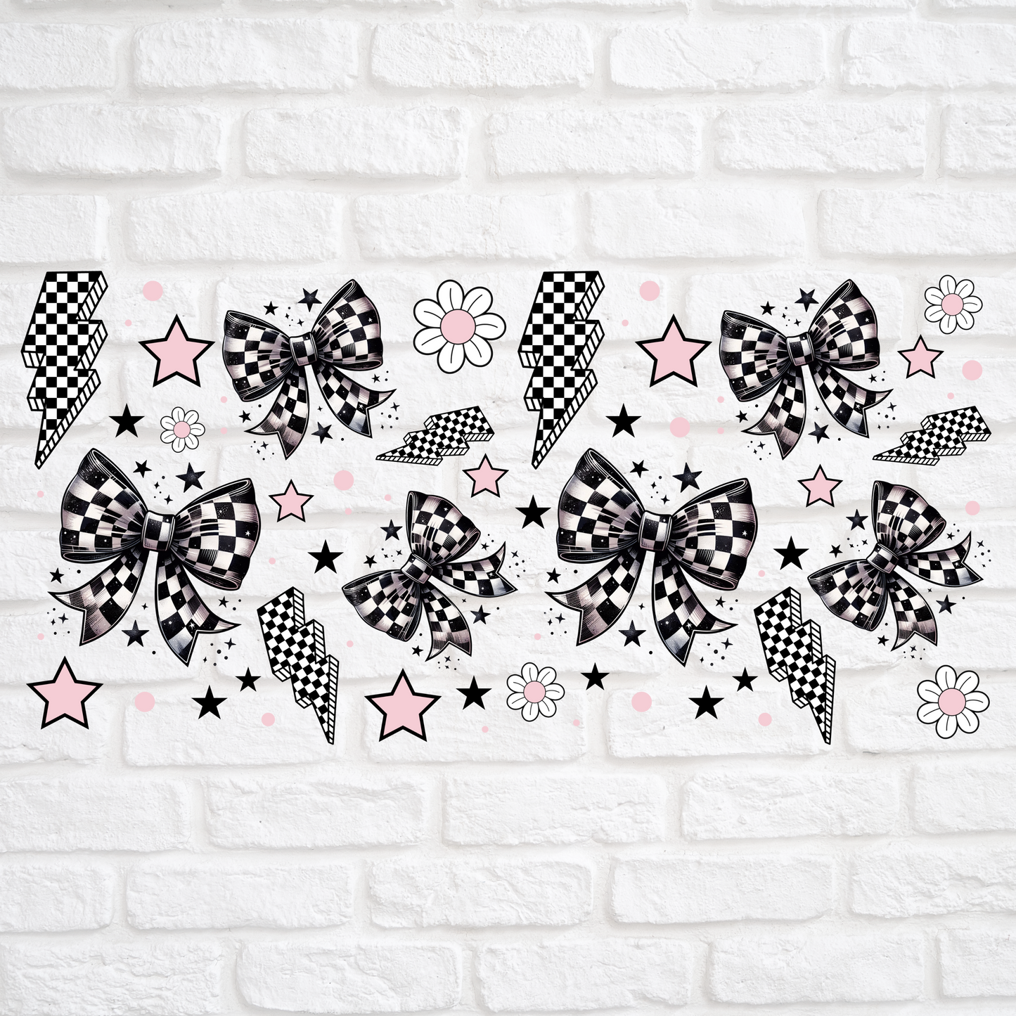 CHECKERED BOWS - 16oz UV DTF WRAP