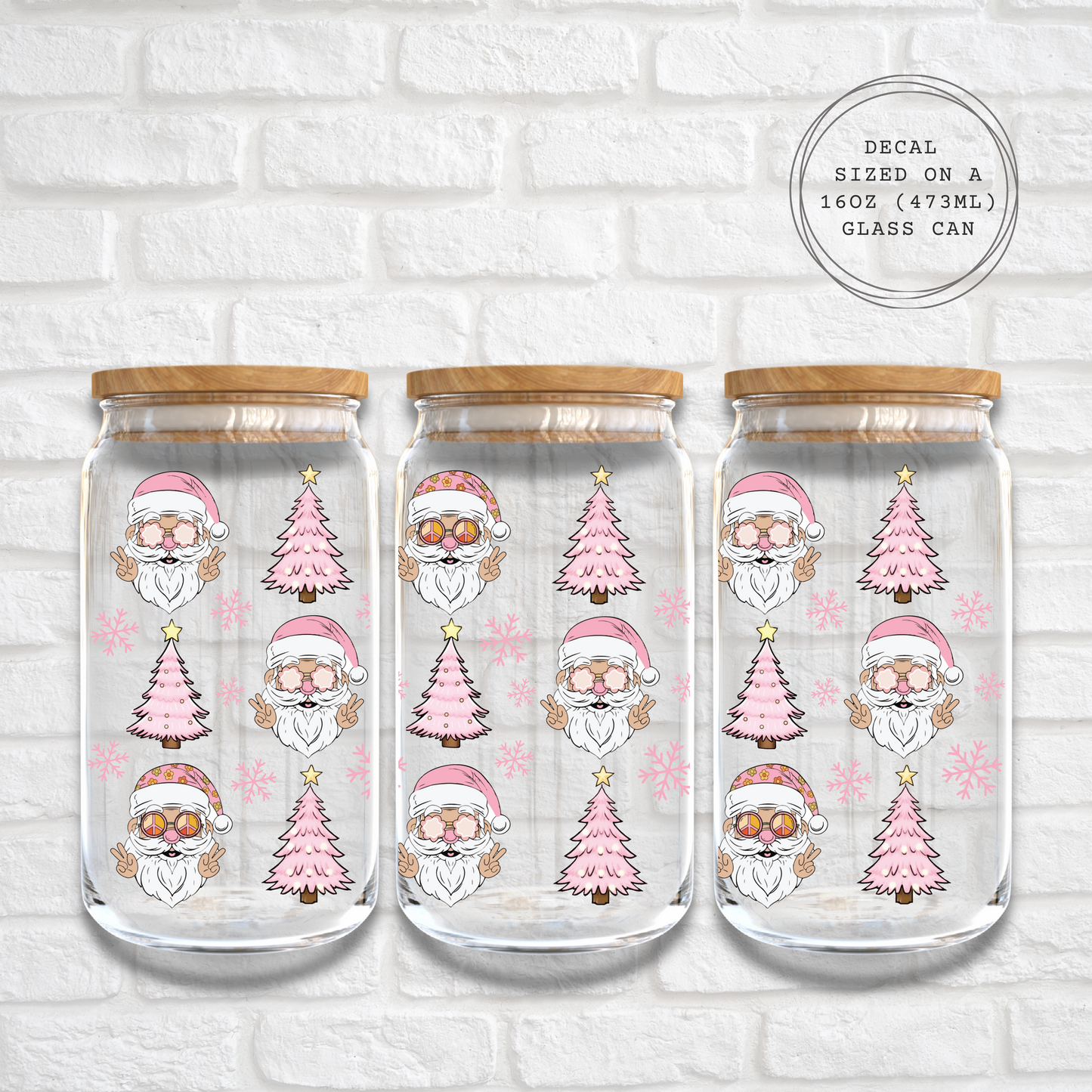 PINK SANTA - 16oz UV DTF WRAP