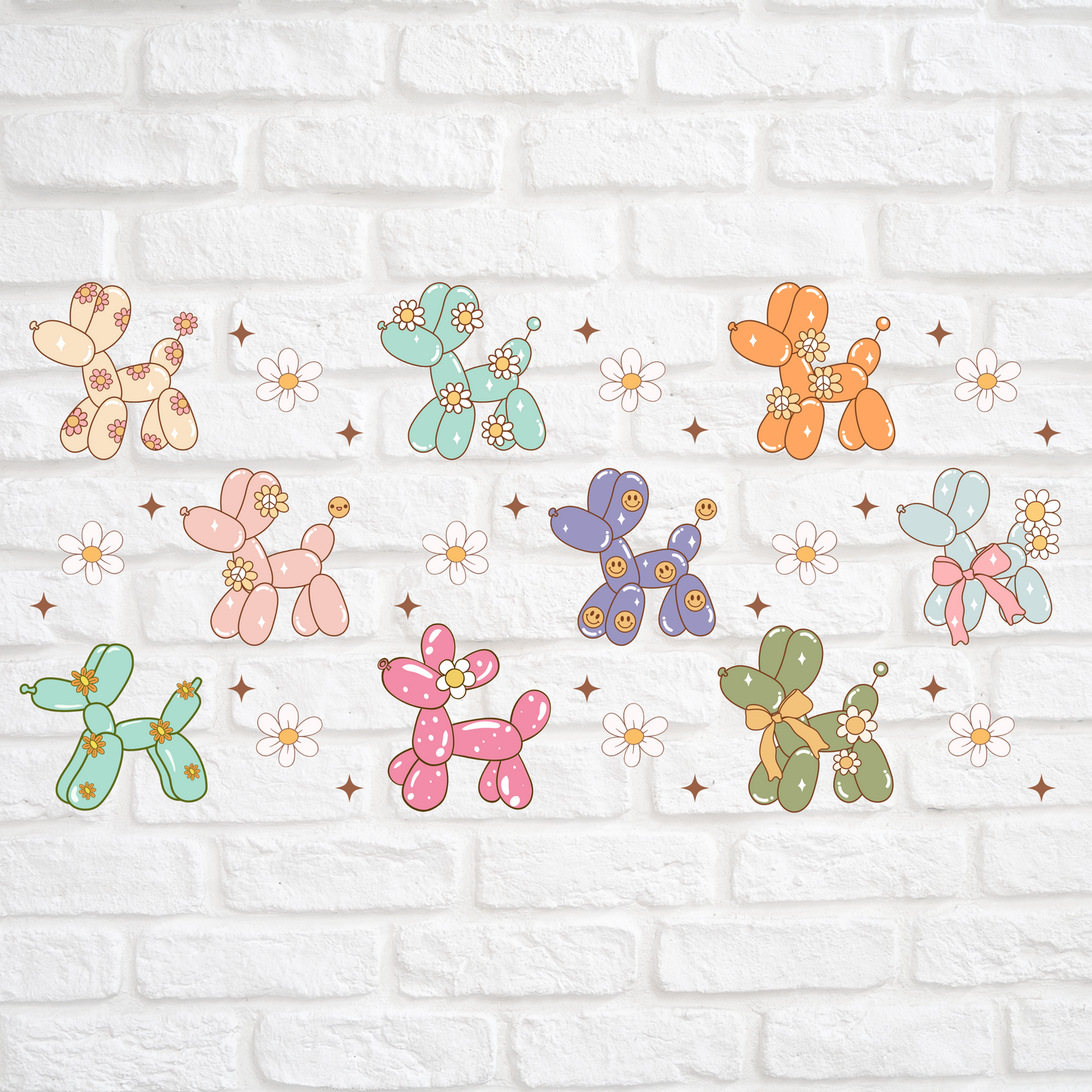 RETRO BALLOON DOGS - 16oz UV DTF WRAP