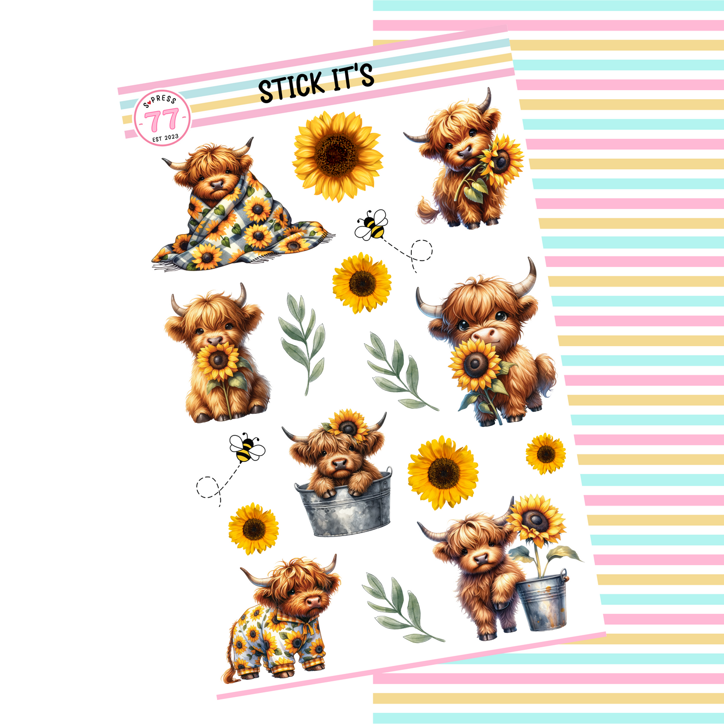 SUNFLOWER HIGHLAND COW
