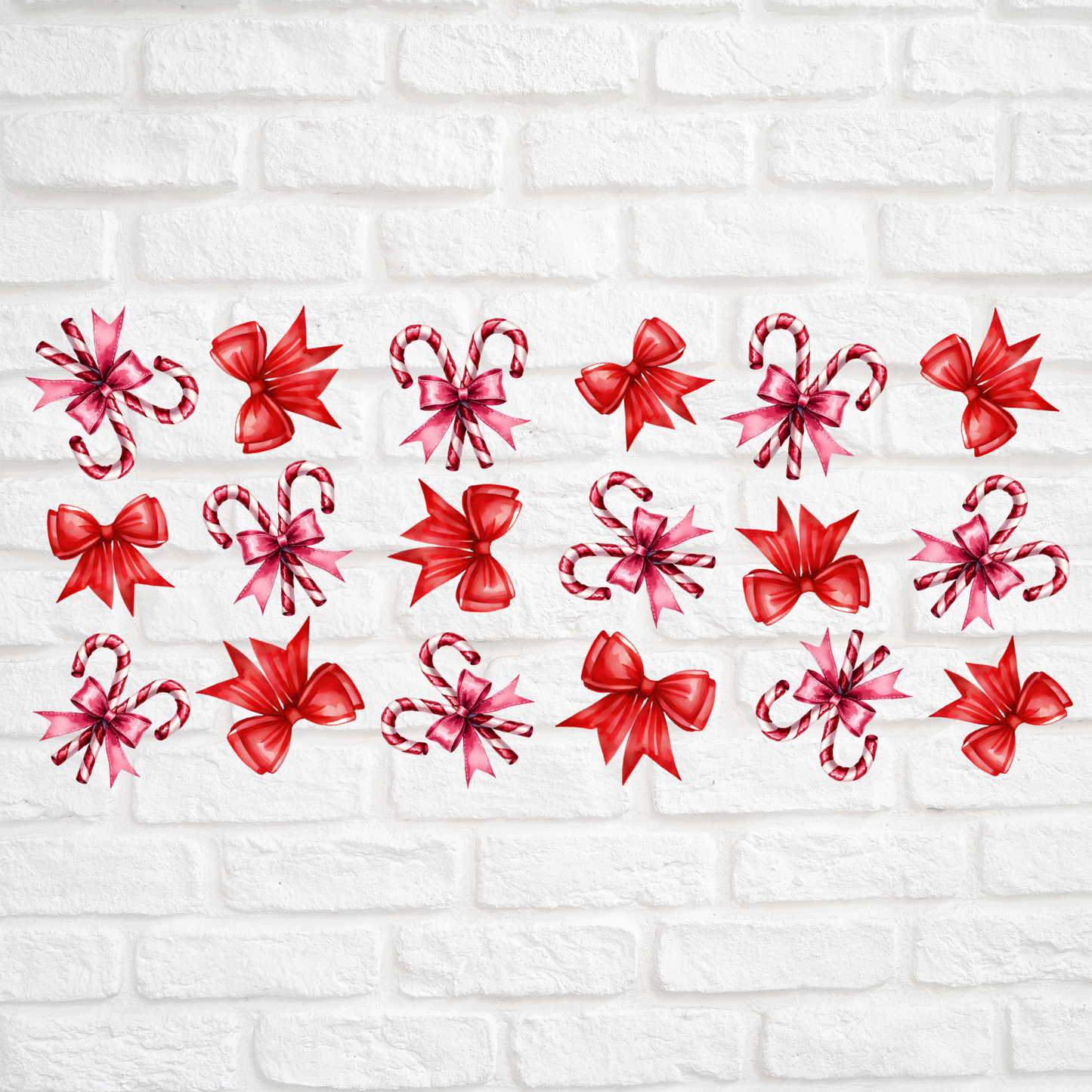 CANDY CANE BOWS - 16oz UV DTF WRAP