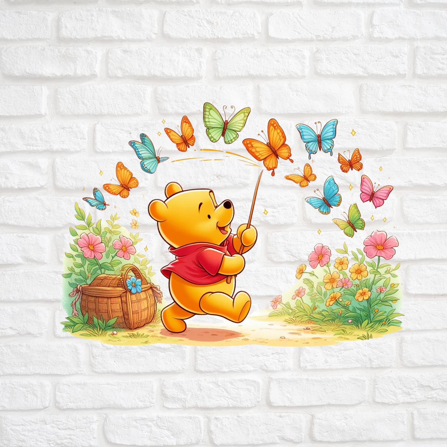 POOH CATCHING BUTTERFLIES - LARGE DECAL