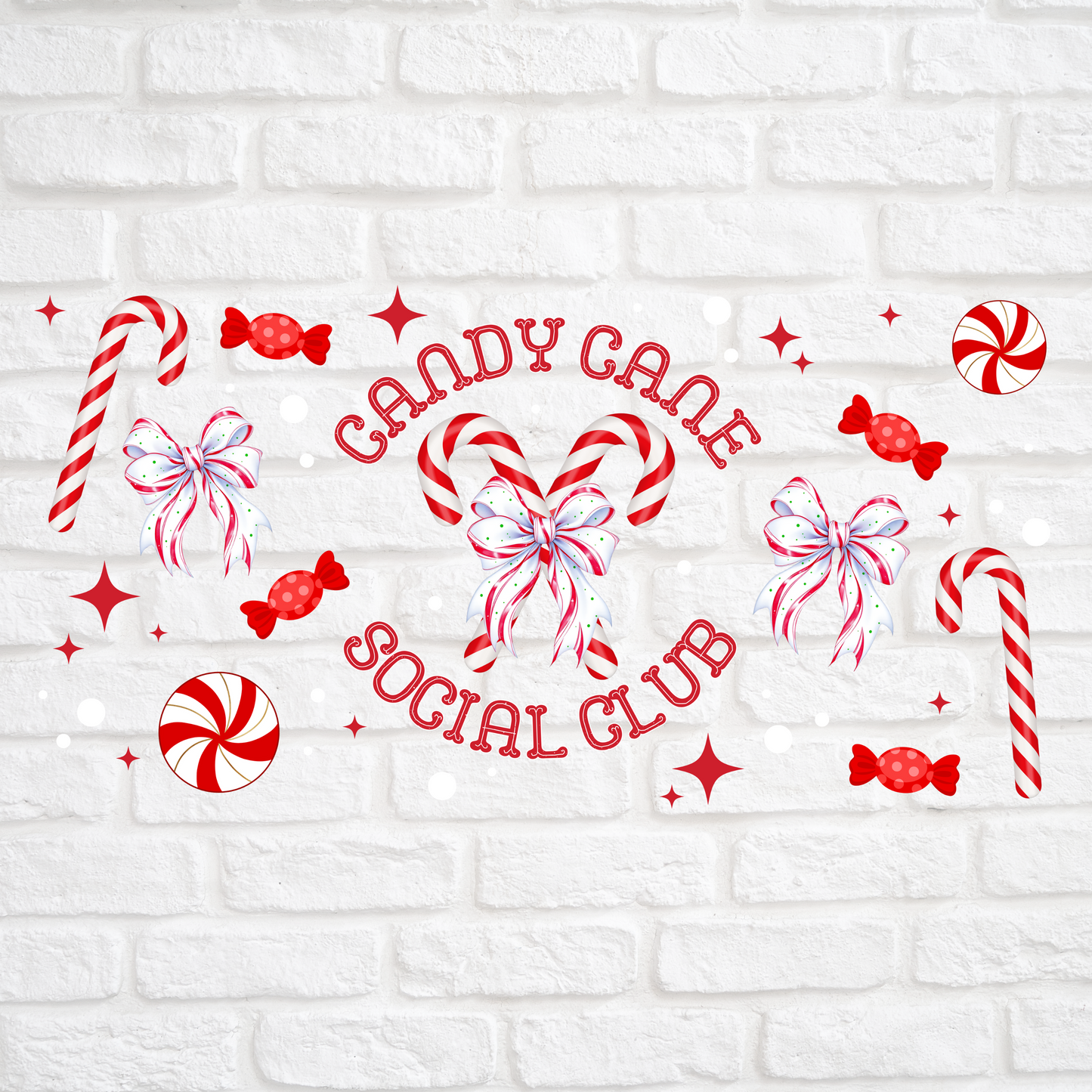 CANDY CANE SOCIAL CLUB - 16oz UV DTF WRAP