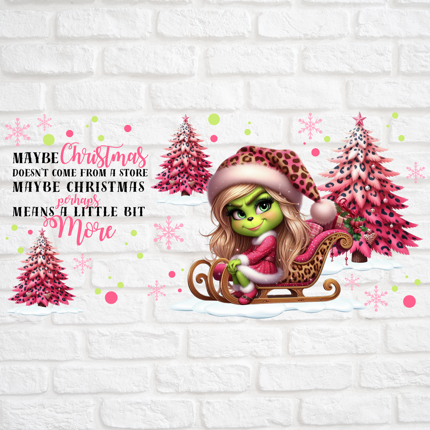 GRINCHY GIRL SLEIGH - 16oz UV DDTF WRAP