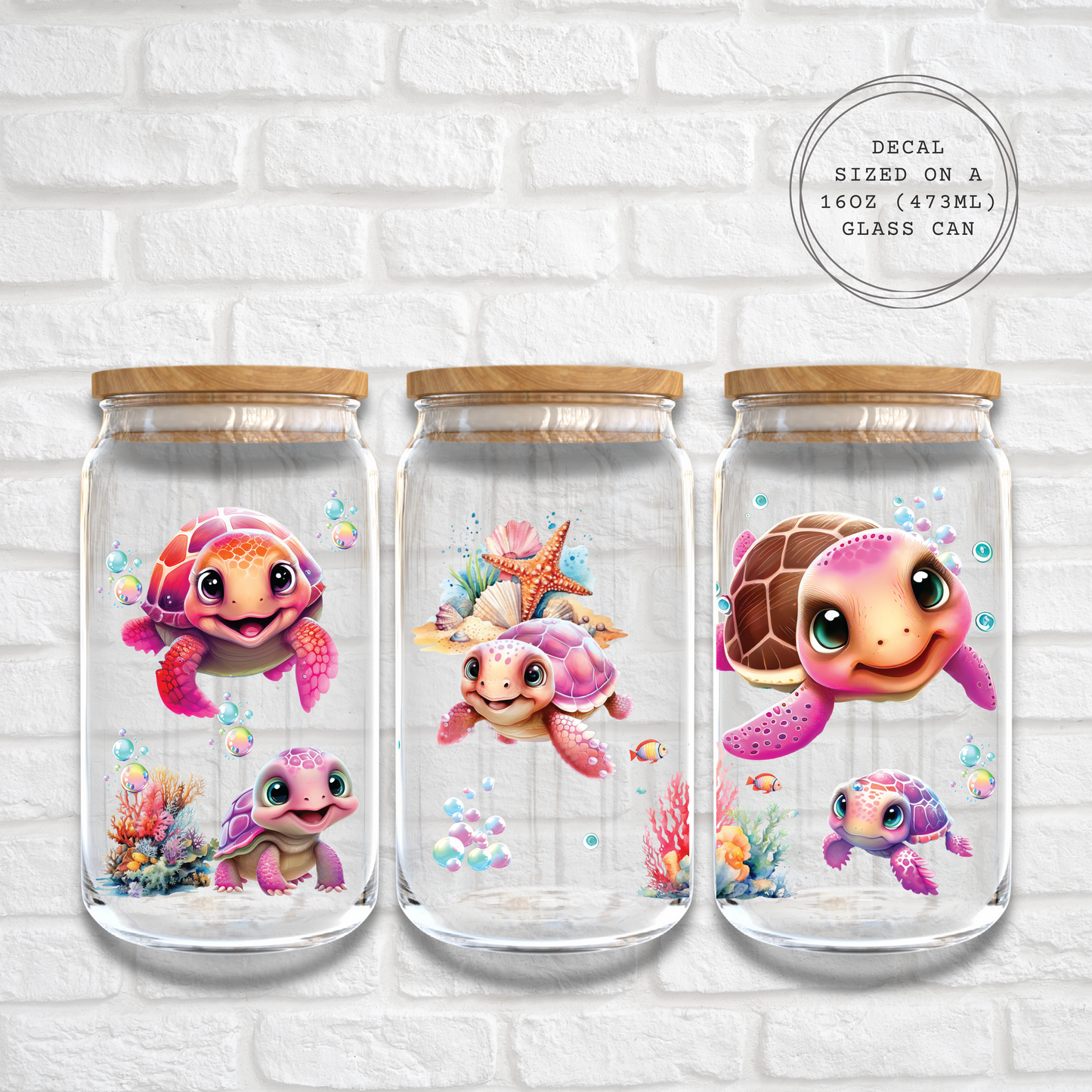 PINK TURTLES - 16oz UV DTF WRAP