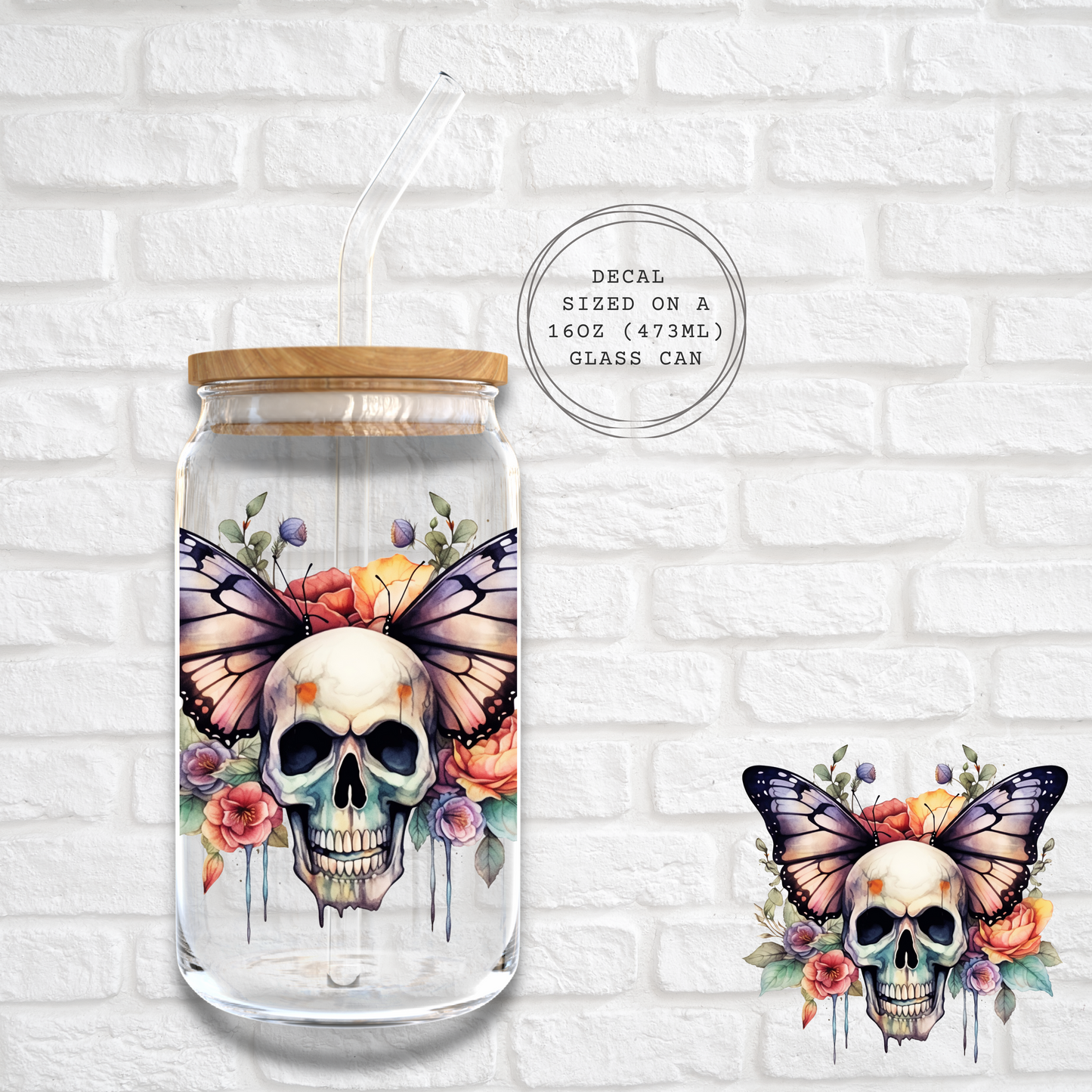 BUTTERFLY SKULL - UV DTF DECAL