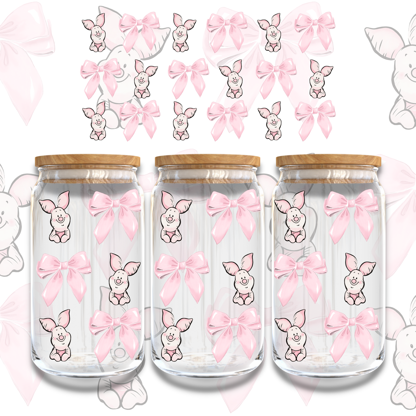 PIGLET BOWS - 16oz UVDTF WRAP