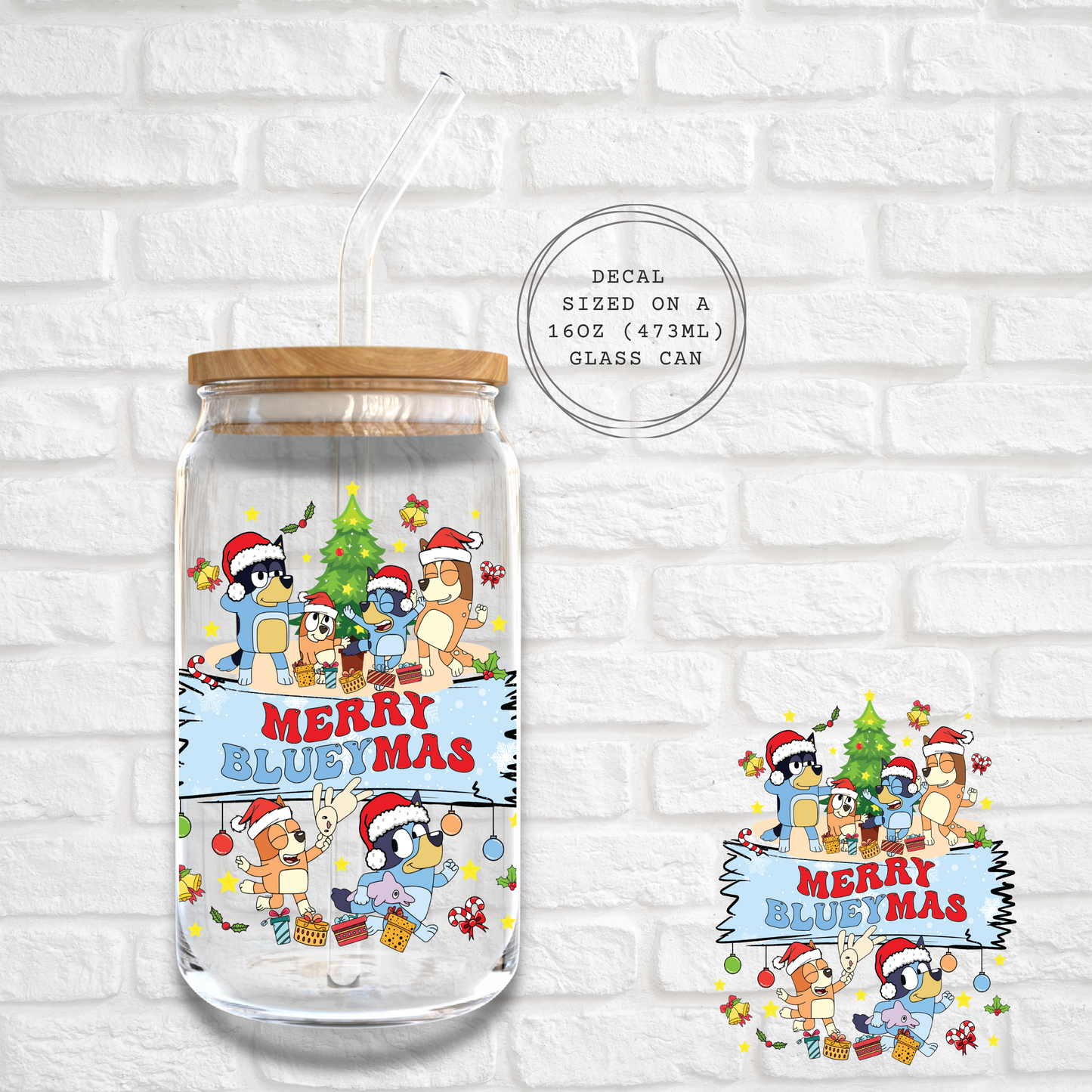 MERRY BLUEYMAS - UV DTF WRAP DECAL