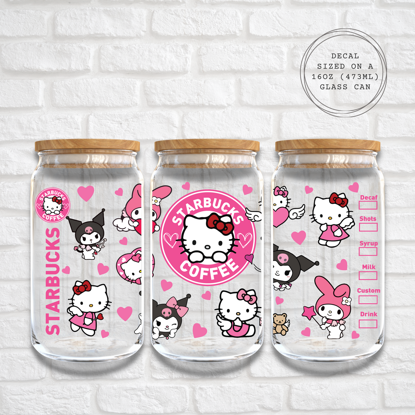 STARBUCKS KITTY - 16oz UV DTF WRAP