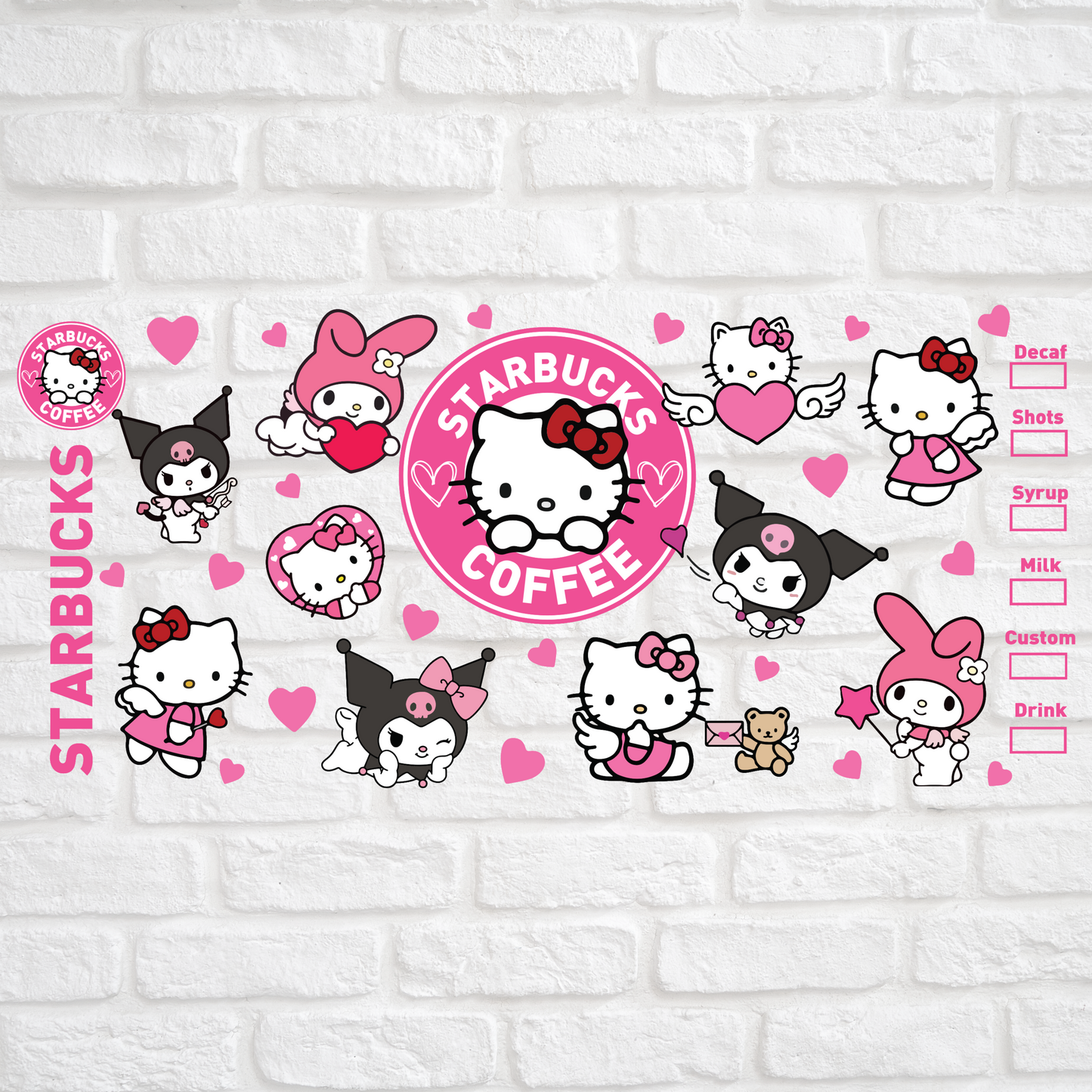 STARBUCKS KITTY - 16oz UV DTF WRAP