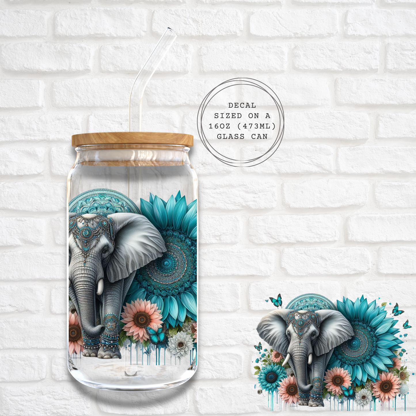 SUNFLOWER ELEPHANT - UV DTF DECAL
