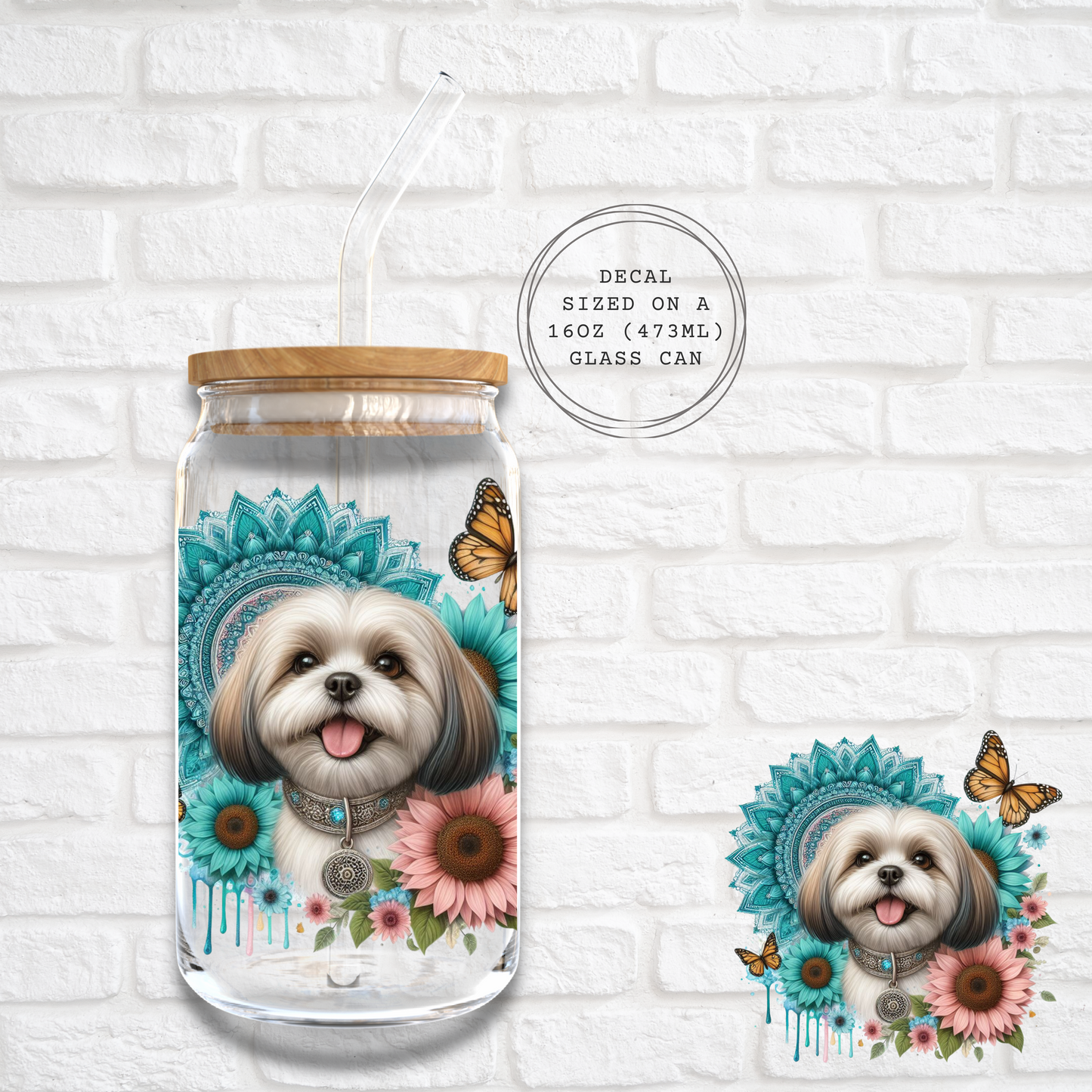 SUNFLOWER SHIH TZU - UV DTF DECAL