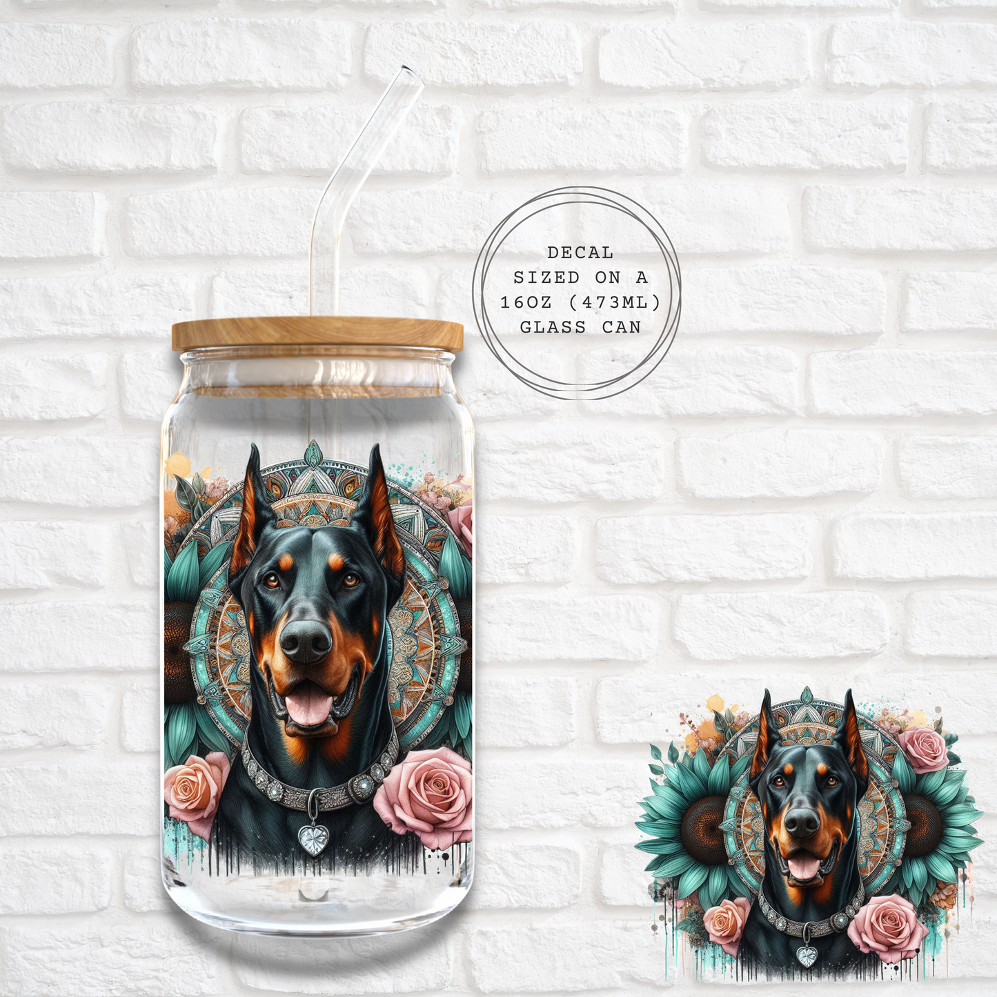 SUNFLOWER DOBERMANN- UV DTF DECAL