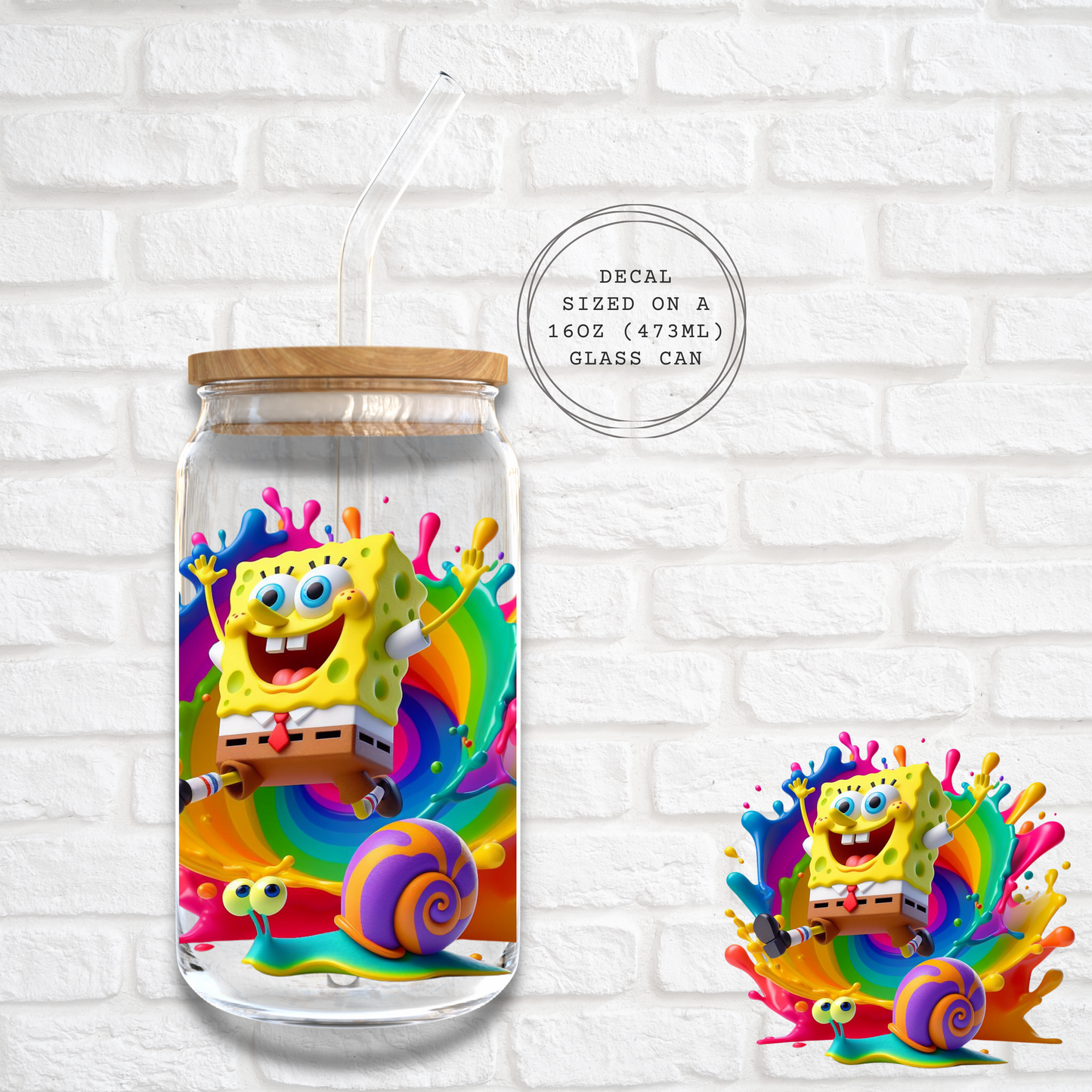 SPONGE BOB & GARY PAINT SPLASH - UV DTF DECAL