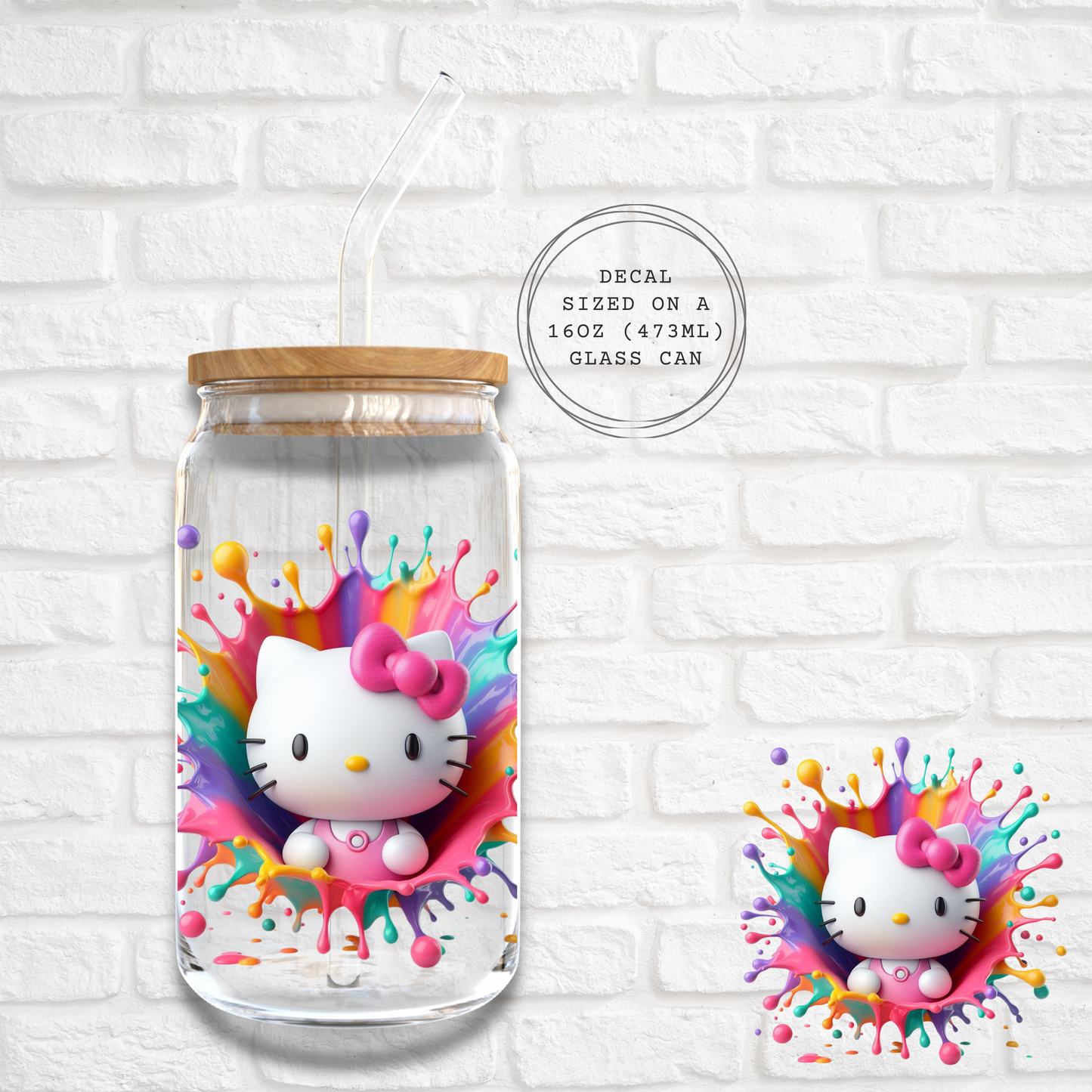 HELLO KITTY PAINT SPLASH - UV DTF DECAL