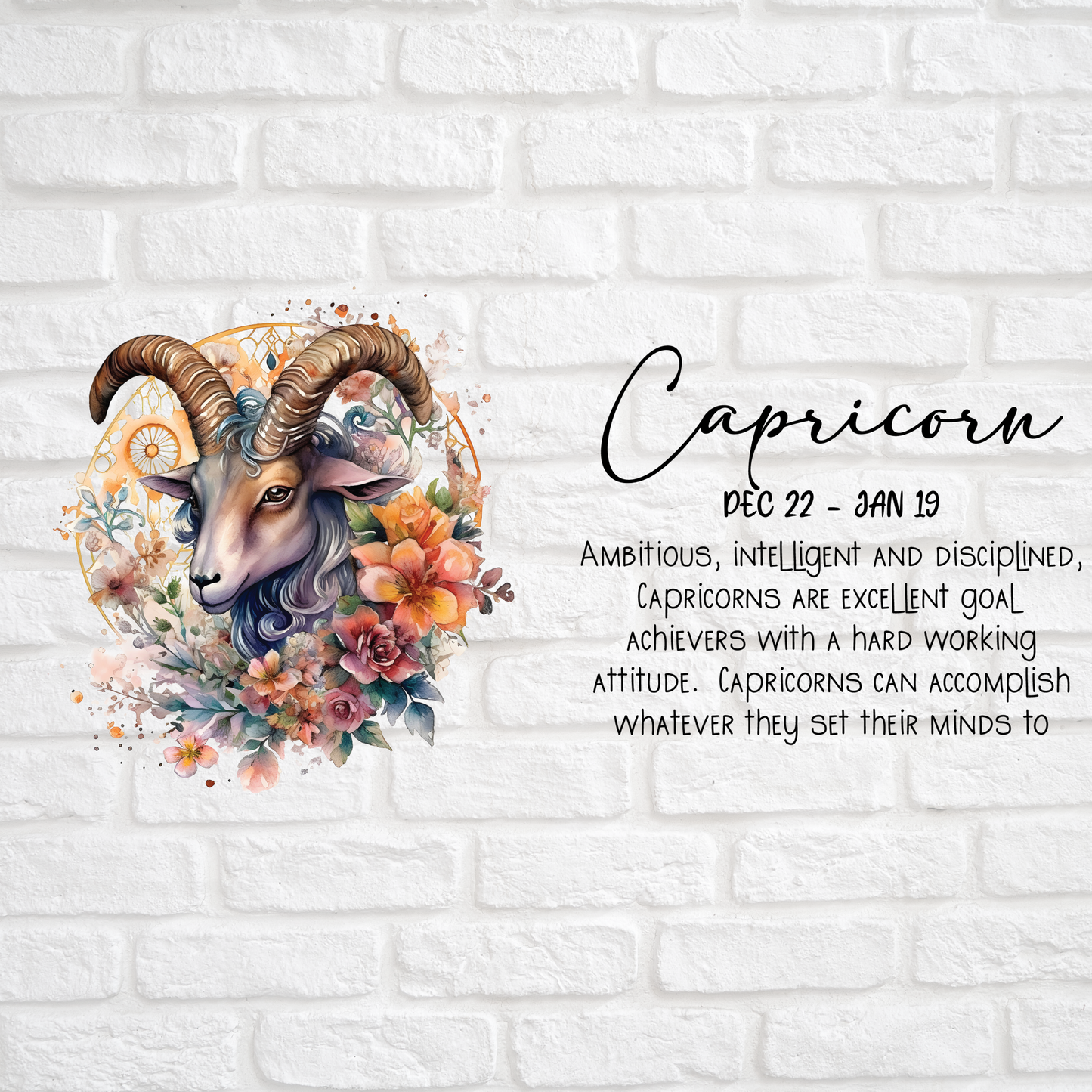 CAPRICORN ZODIAC SIGN - UV DTF DECAL