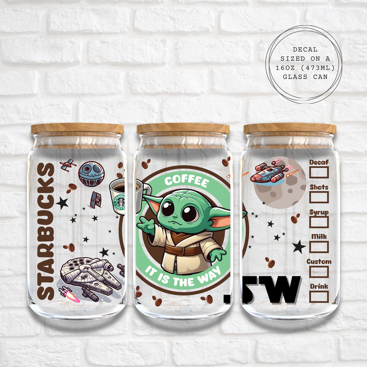 STARBUCKS YODA - 16oz UV DTF WRAP (Copy)