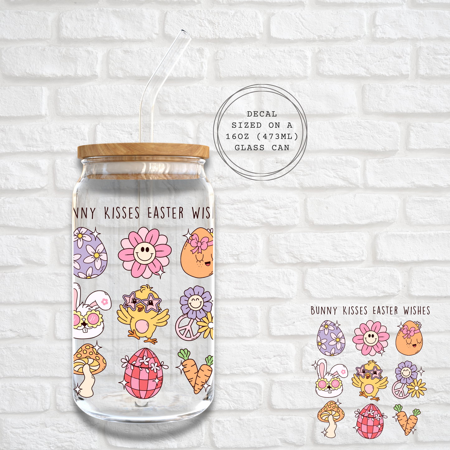 BUNNY KISSES EASTER WISHES - UV DF DECAL