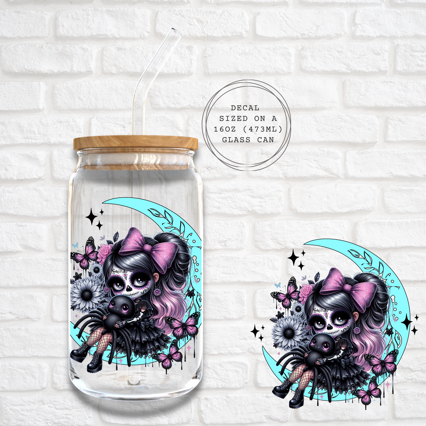 DAY OF THE DEAD CRESCENT MOON - UV DTF DECAL