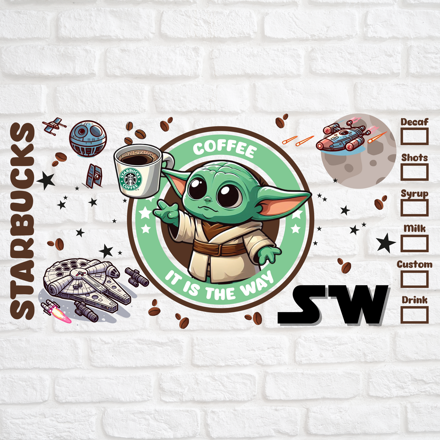 STARBUCKS YODA - 16oz UV DTF WRAP (Copy)