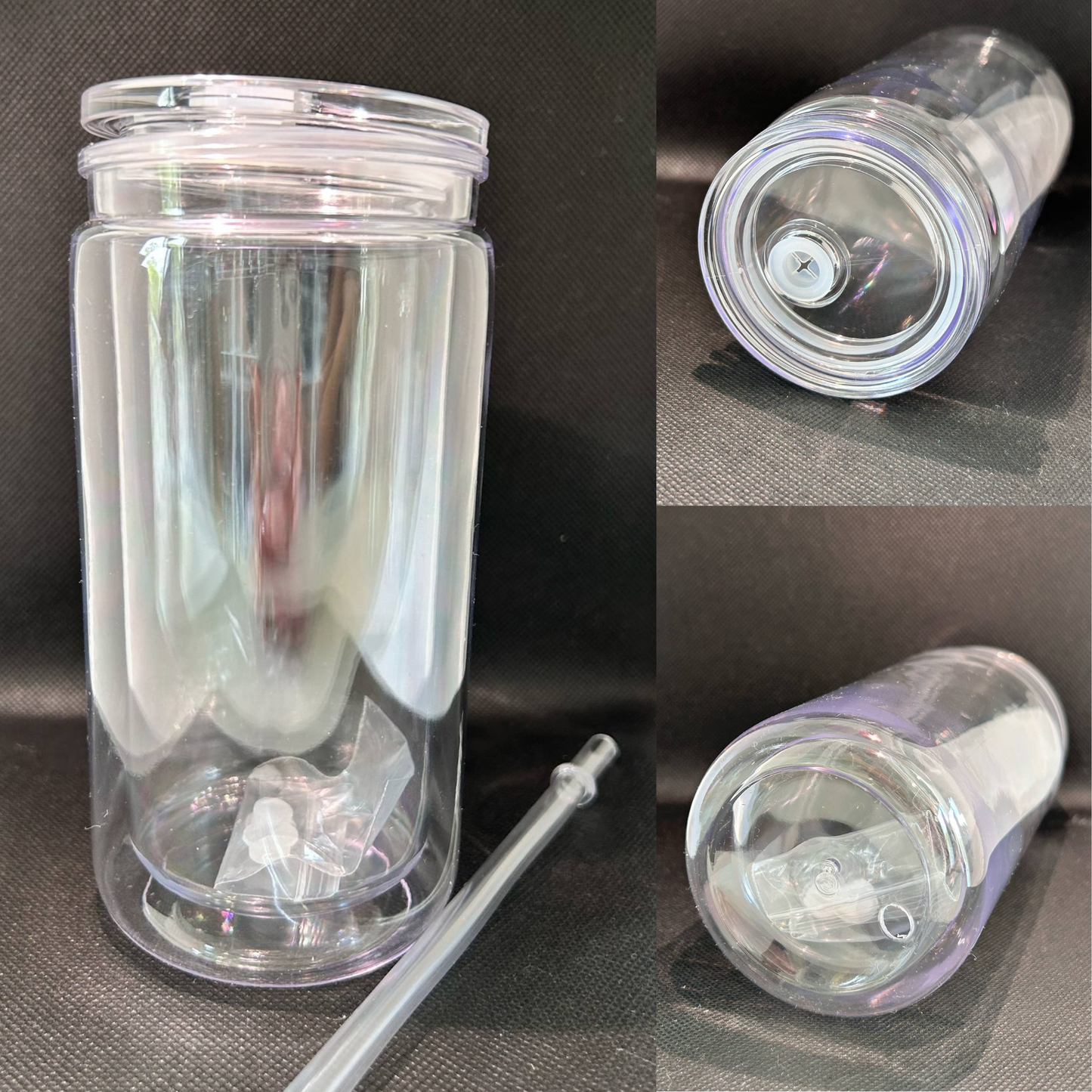 16oz Clear Acrylic Snow Globe Tumbler