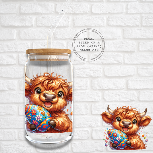 HAPPY HIGHLAND EASTER COW  -  UV DTF DECAL