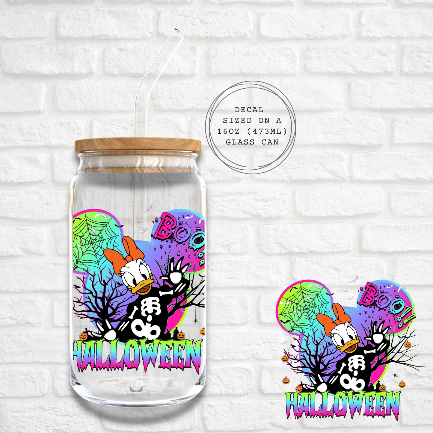 DAISY DUCK SPOOKY BOO -  UV DTF DECAL