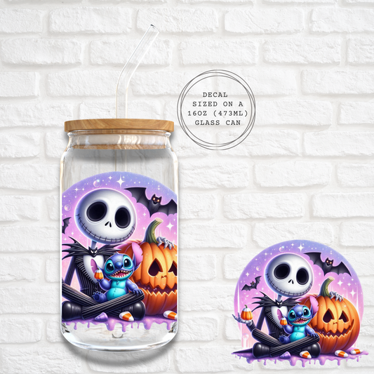 JACK SKELLINGTON AND STITCH MOON DRIP -  UV DTF DECAL