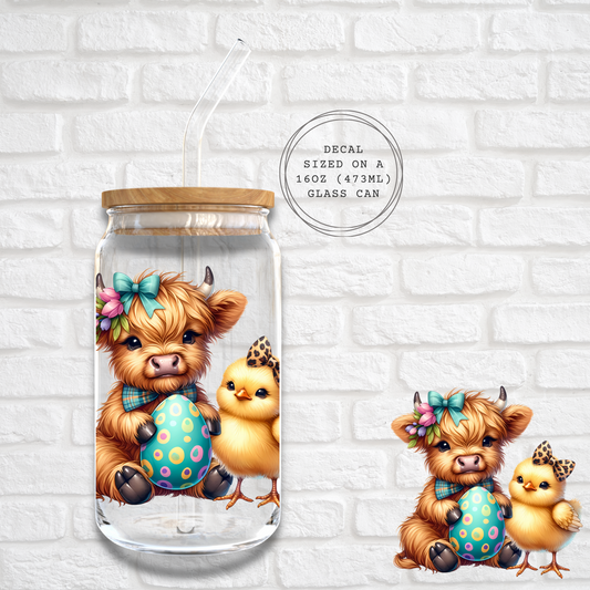 CUTE BLUE HIGHLAND COW  -  UV DTF DECAL