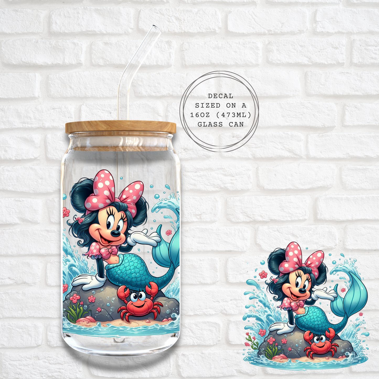 MINNIE MERMAID -  UV DTF DECAL