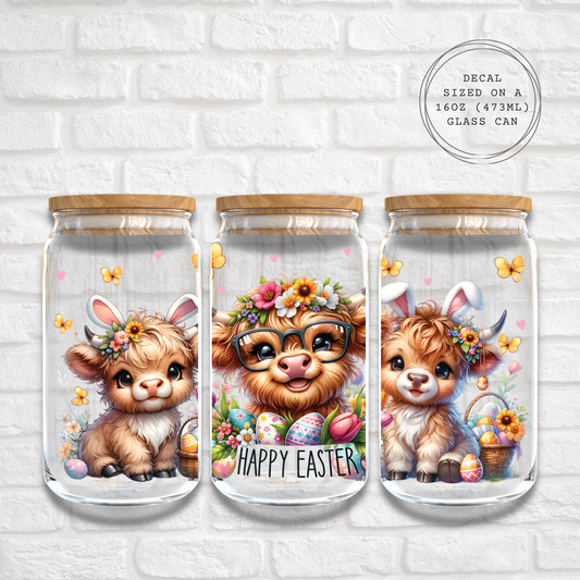 HAPPY EASTER HIGHLAND COWS - 16oz UV DTF WRAP