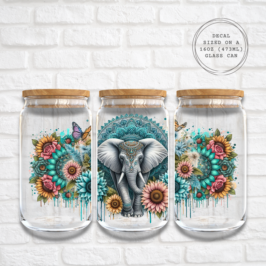 MANDALA ELEPHANT - 16oz UV DTF WRAP