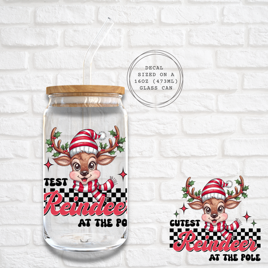 CUTEST REINDEER AT THE POLE -  UV DTF DECAL