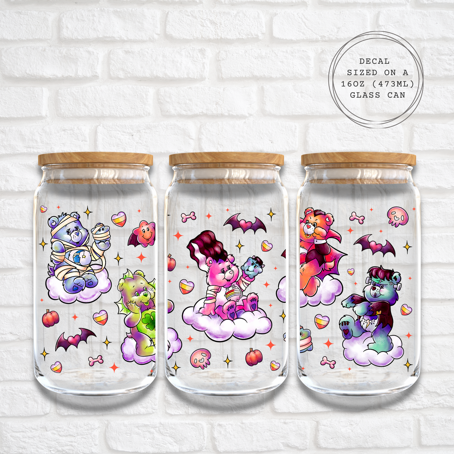 HALLOWEEN CARE  BEARS  -  UV DTF WRAP