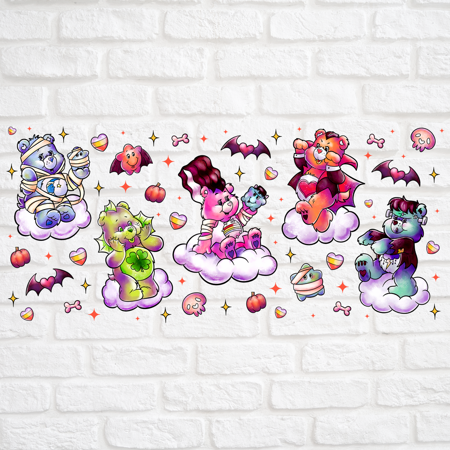 HALLOWEEN CARE  BEARS  -  UV DTF WRAP