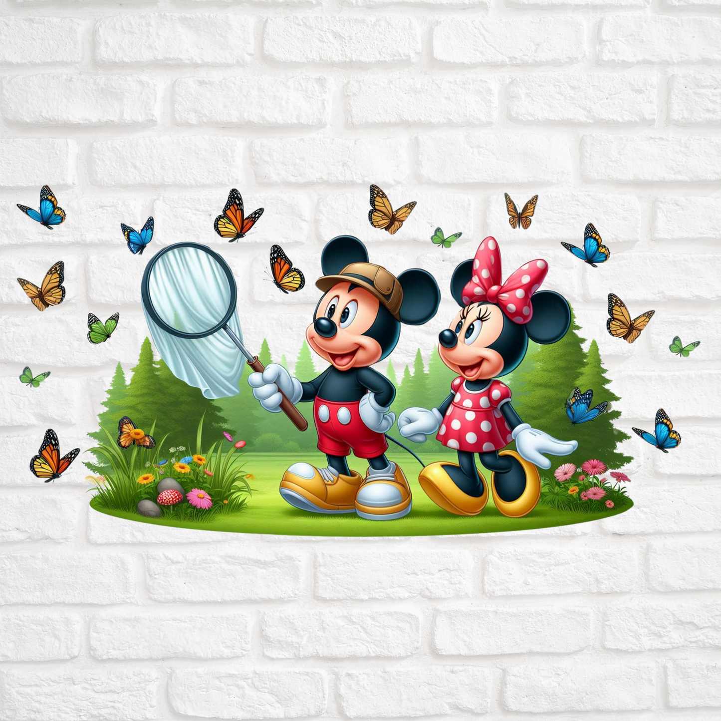 MICKEY AND MINNIE CATCHING BUTTERFLIES