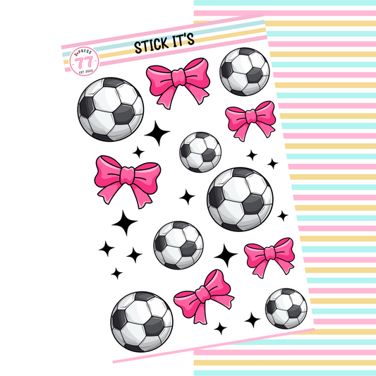SOCCER BALL AND BOWS PINK