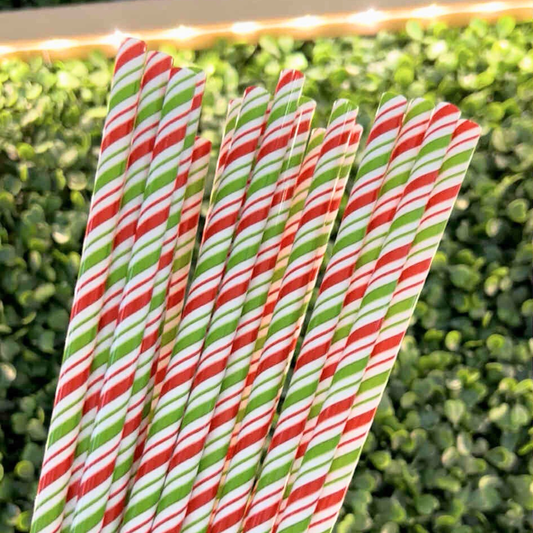 PEPPERMINT SWIRL PRINT PLASTIC STRAW
