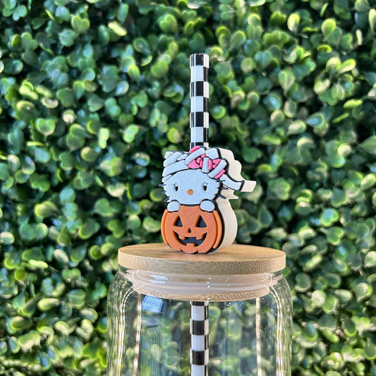 KITTY PUMPKIN STRAW TOPPER