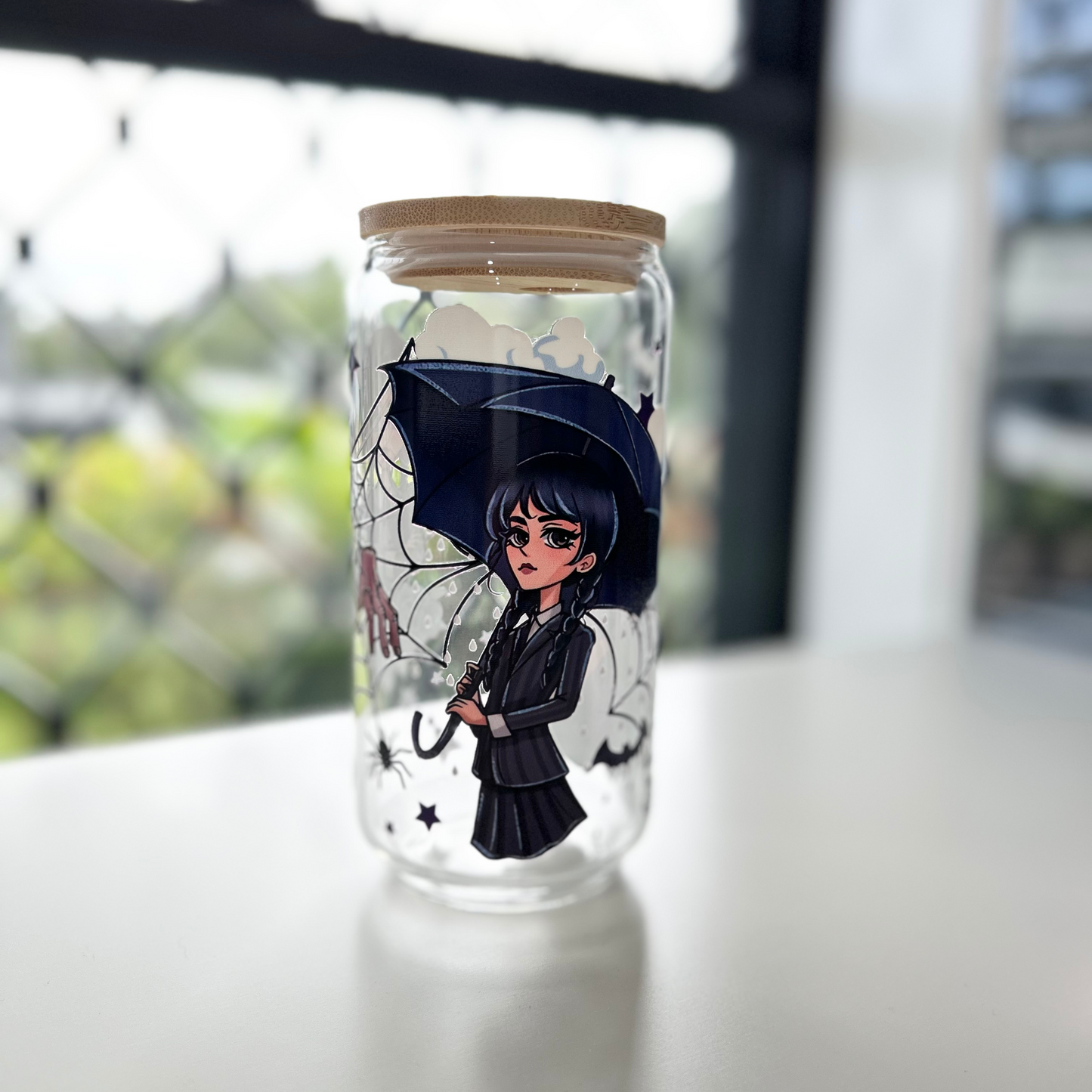 WEDNESDAY ADDAMS 160z GLASS CAN
