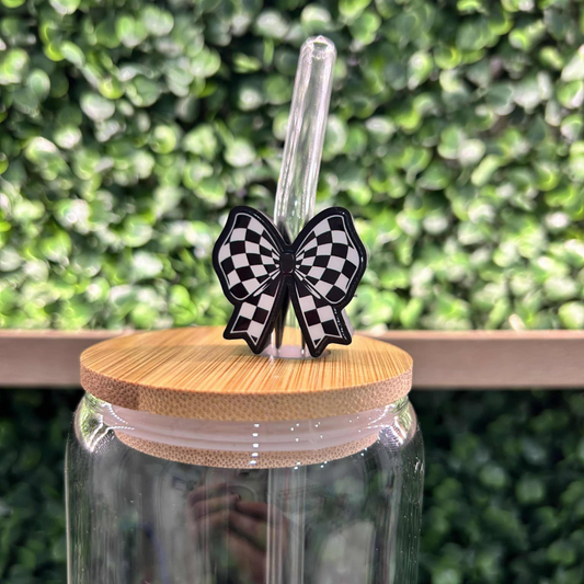 CHECKER BOW STRAW TOPPER