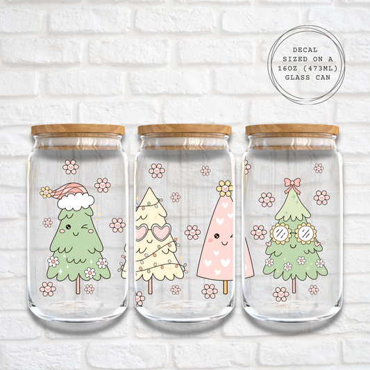 HAPPY CHRISTMAS TREES - 16oz UV DTF WRAP