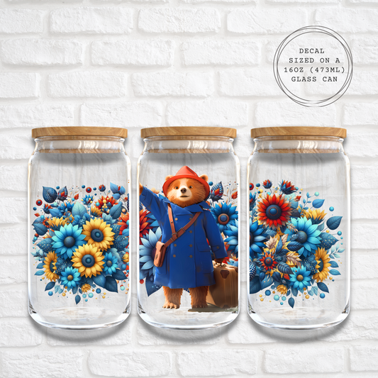 SUNFLOWER PADDINGTON BEAR- 16oz UV DTF WRAP