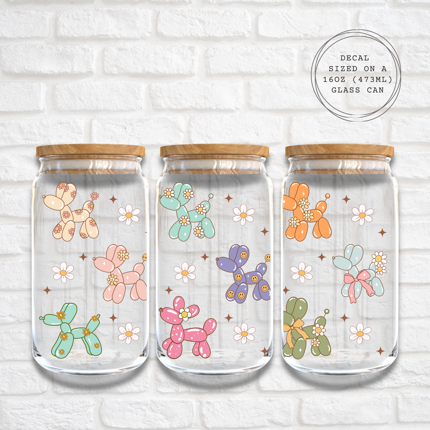 RETRO BALLOON DOGS - 16oz UV DTF WRAP